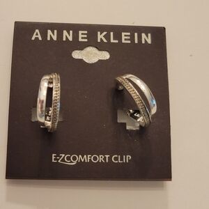 Anne Klein Textured Silver Clip-On Earrings